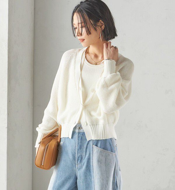 SHIPS for women「〈手洗い可能〉ペーパー ポリエステル Vネック カーディガン」|カーディガン|