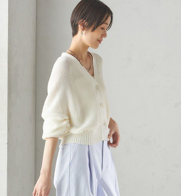 SHIPS for women「〈手洗い可能〉ペーパー ポリエステル Vネック カーディガン」|カーディガン|