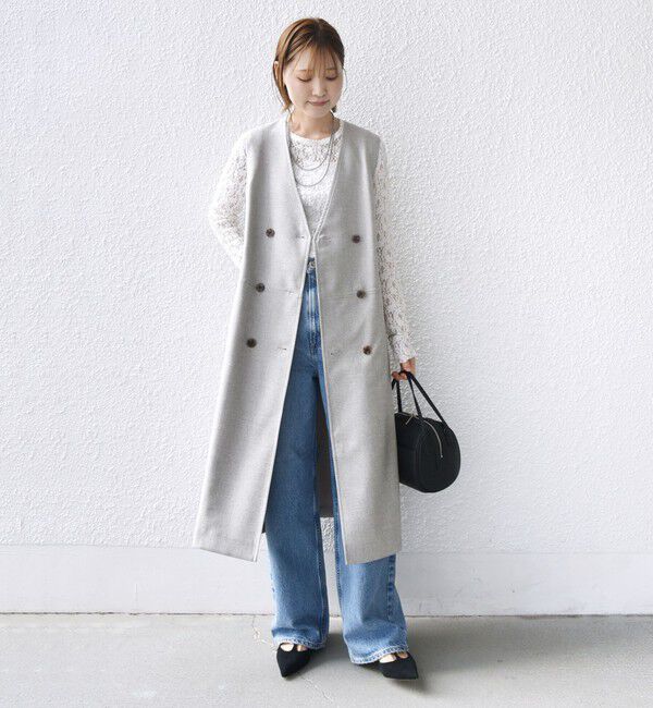 SHIPS for women「〈手洗い可能〉シャークスキン ジレ ワンピース」|ワンピース|