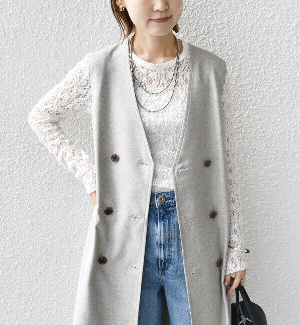 SHIPS for women「〈手洗い可能〉シャークスキン ジレ ワンピース」|ワンピース|