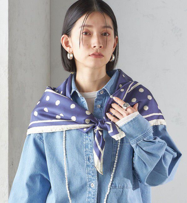 SHIPS for women「【SHIPS別注】manipuri:エンブレム スカーフ 88&times;88」|バンダナ・スカーフ|