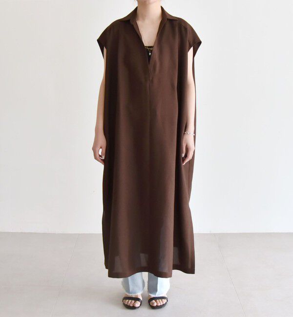 quaranciel「quaranciel:〈洗濯機可能〉リネン ライク スキッパー シャツ ワンピース＆パンツ セットアップ」|ワンピース|