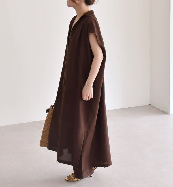 quaranciel「quaranciel:〈洗濯機可能〉リネン ライク スキッパー シャツ ワンピース＆パンツ セットアップ」|ワンピース|