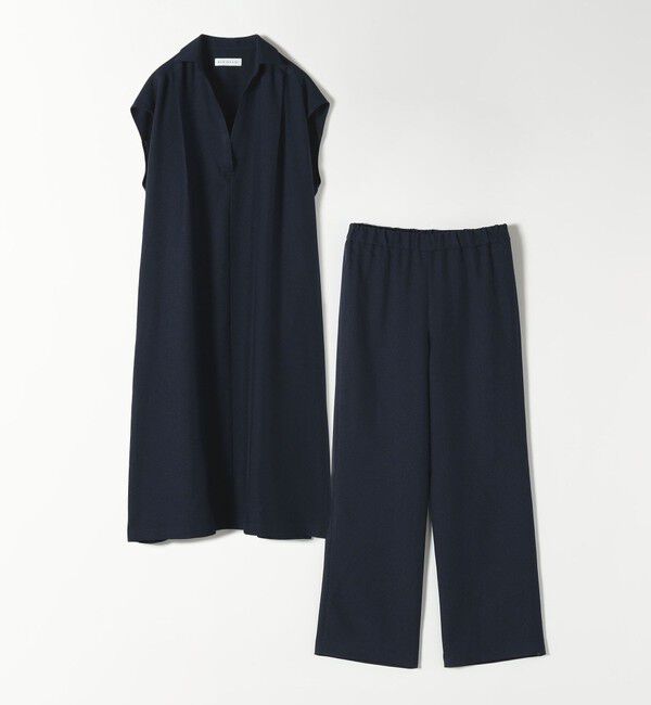 quaranciel「quaranciel:〈洗濯機可能〉リネン ライク スキッパー シャツ ワンピース＆パンツ セットアップ」|ワンピース|