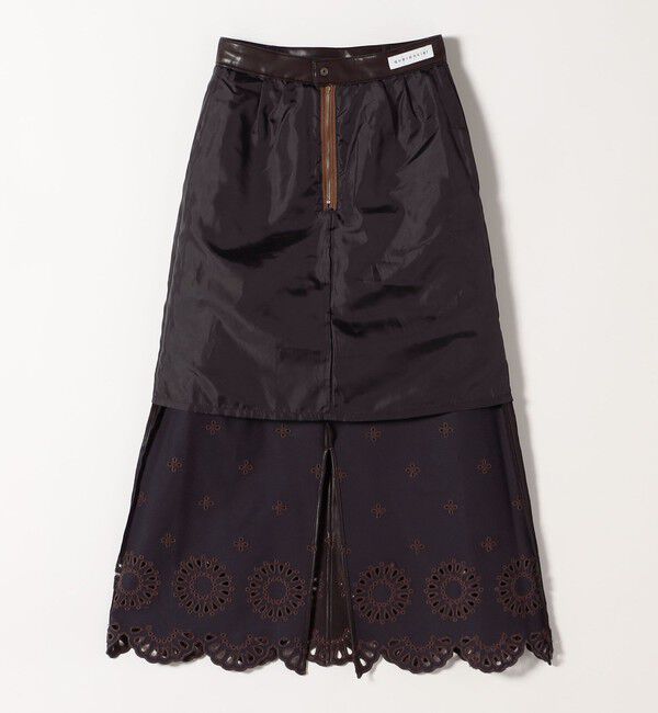 quaranciel「quaranciel: フラワー 刺繍 バック スリット ロング スカート」|スカート|