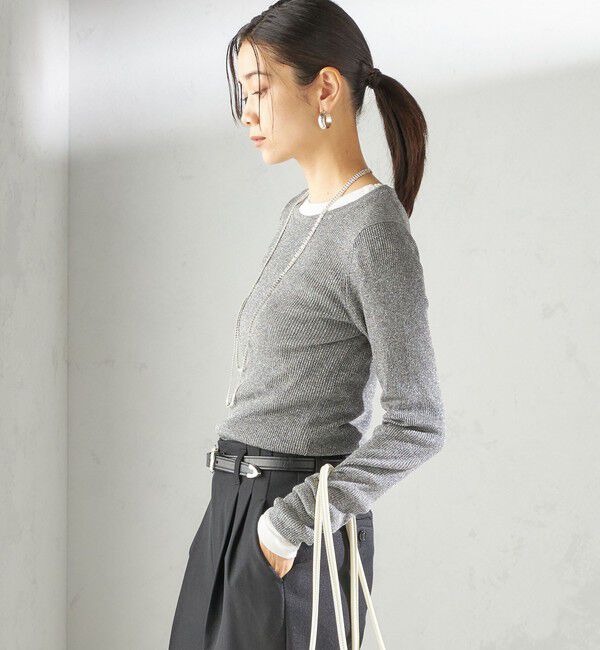 SHIPS for women「〈手洗い可能〉ラメ シアー リブ ニット プルオーバー」|ニット・セーター|