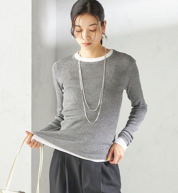 SHIPS for women「〈手洗い可能〉ラメ シアー リブ ニット プルオーバー」|ニット・セーター|