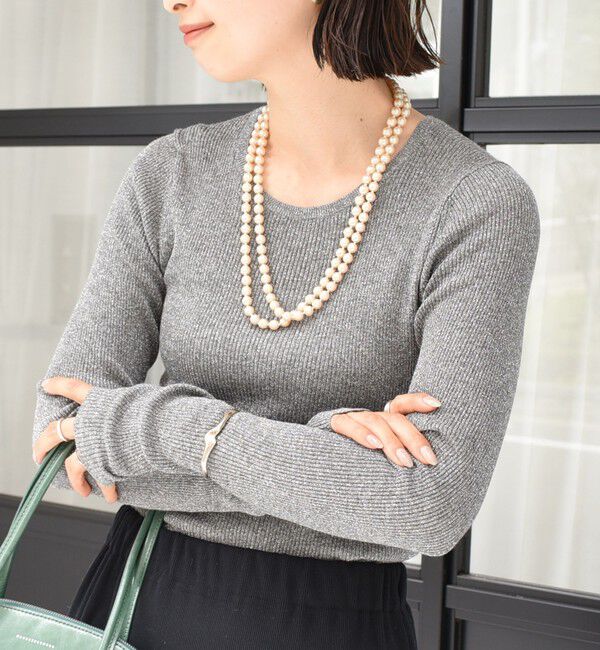 SHIPS for women「〈手洗い可能〉ラメ シアー リブ ニット プルオーバー」|ニット・セーター|