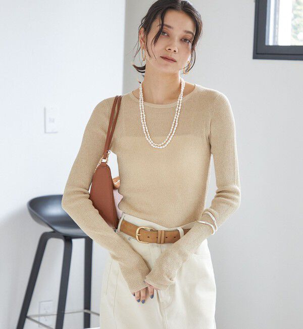 SHIPS for women「〈手洗い可能〉ラメ シアー リブ ニット プルオーバー」|ニット・セーター|