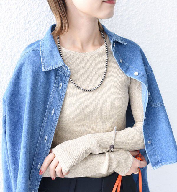 SHIPS for women「〈手洗い可能〉ラメ シアー リブ ニット プルオーバー」|ニット・セーター|