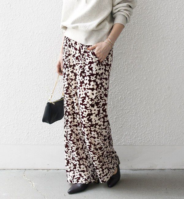 SHIPS any「SHIPS any:〈洗濯機可能〉フラワー ポリエステル ベロア ワイド イージー パンツ」|その他|