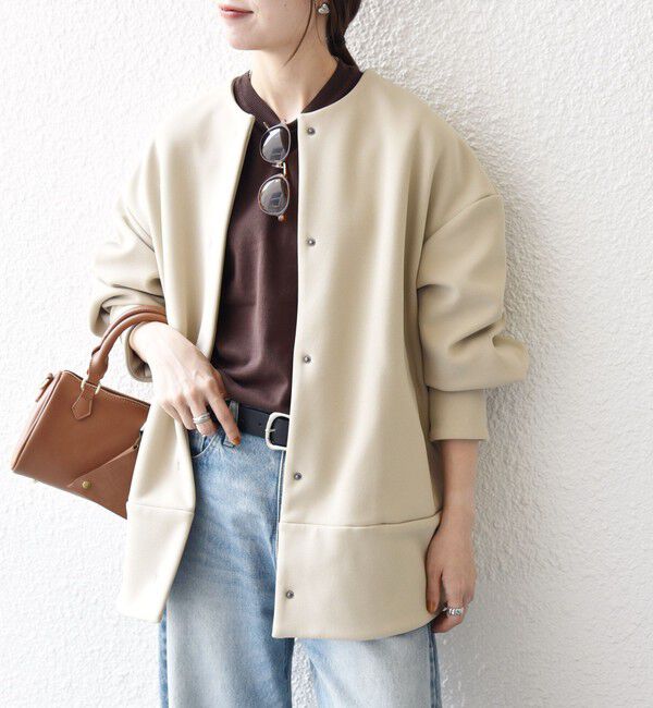 SHIPS any「【WEB限定】SHIPS any:〈洗濯機可能〉ダンボール コクーン ノーカラー コート」|ノーカラージャケット|