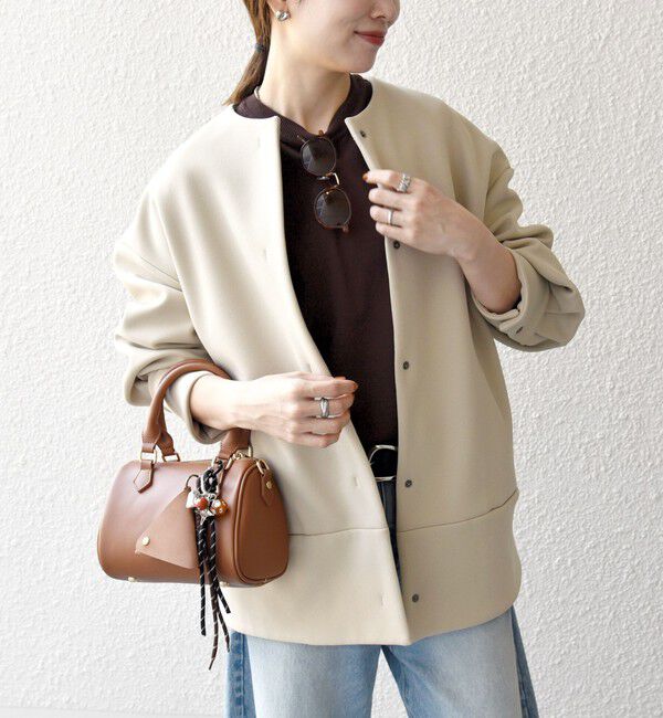 SHIPS any「【WEB限定】SHIPS any:〈洗濯機可能〉ダンボール コクーン ノーカラー コート」|ノーカラージャケット|