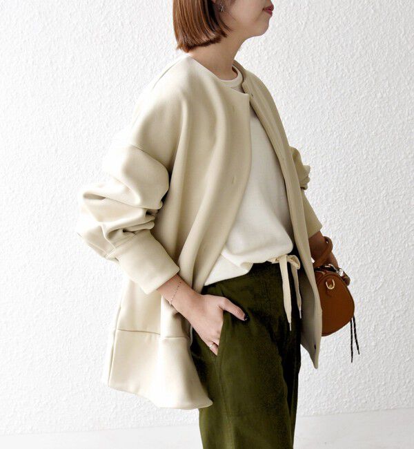 SHIPS any「【WEB限定】SHIPS any:〈洗濯機可能〉ダンボール コクーン ノーカラー コート」|ノーカラージャケット|