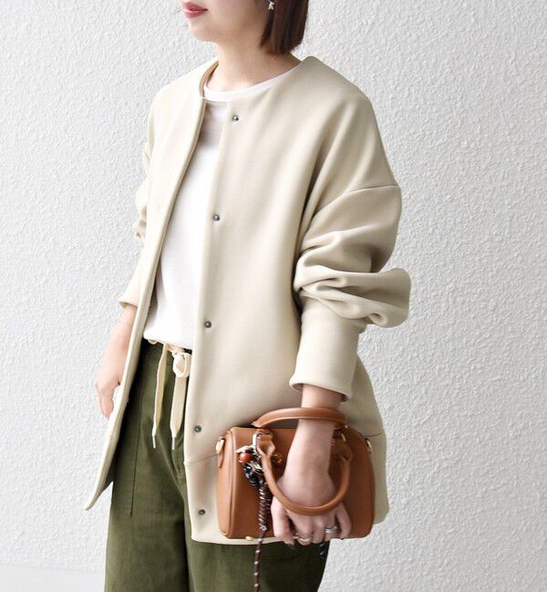 SHIPS any「【WEB限定】SHIPS any:〈洗濯機可能〉ダンボール コクーン ノーカラー コート」|ノーカラージャケット|