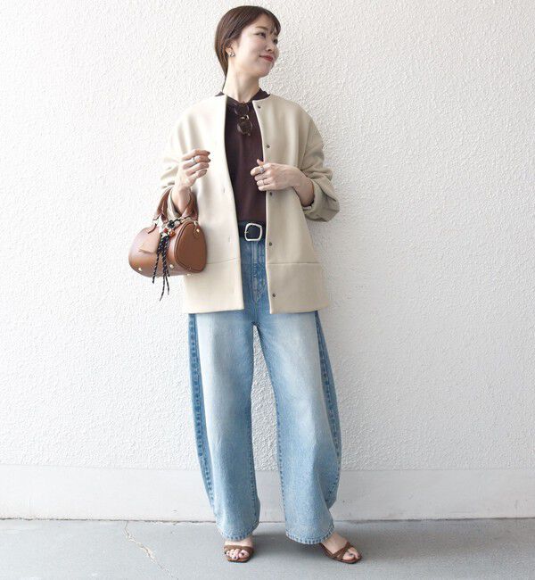 SHIPS any「【WEB限定】SHIPS any:〈洗濯機可能〉ダンボール コクーン ノーカラー コート」|ノーカラージャケット|