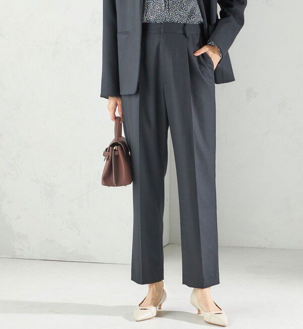 SHIPS for women「〈手洗い可能〉DELEGANT テーパード パンツ（セットアップ対応）」|スラックス|ネイビー