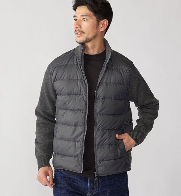 SHIPS「【WEB限定/SHIPS別注】TAION:〈手洗い可能〉ハイネック ダブルジップ ニットスリーブダウンジャケット」|ダウン|