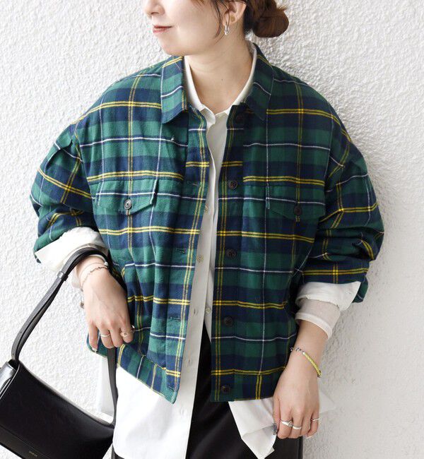 SHIPS any「SHIPS any:〈手洗い可能〉タータン チェック キルティング シャツ ジャケット」|ブルゾン・スタジャン|グリーン