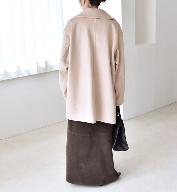 quaranciel「quaranciel: PURE WOOL ダブルブレスト テーラード ハーフ コート」|ピーコート|