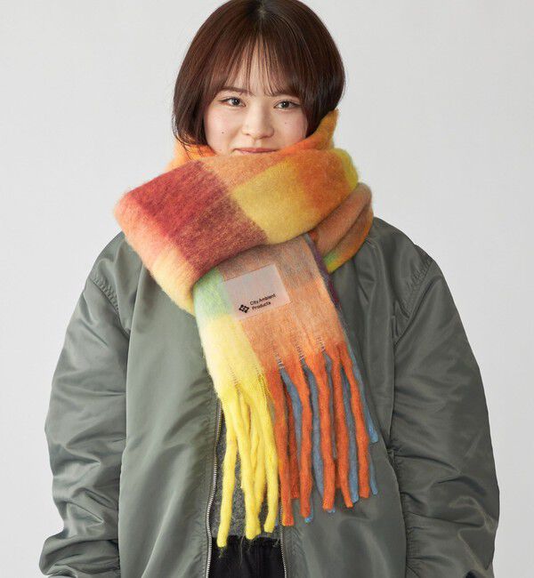 SHIPS「City Ambient Products: シャギー チェック ボリューム マフラー」|マフラー|