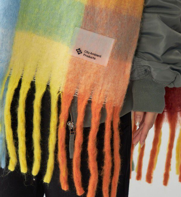 SHIPS「City Ambient Products: シャギー チェック ボリューム マフラー」|マフラー|