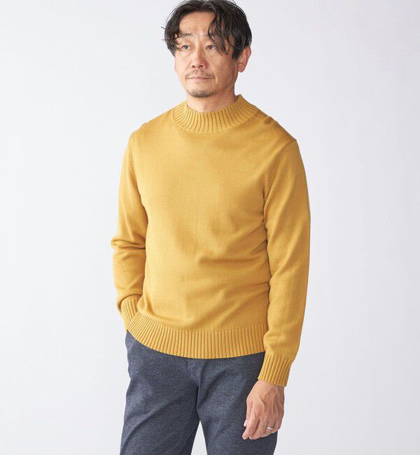 SHIPS「SHIPS:〈手洗い可能〉9ゲージ コンフォート モックネック プルオーバー ニット」|ニット・セーター|イエロー