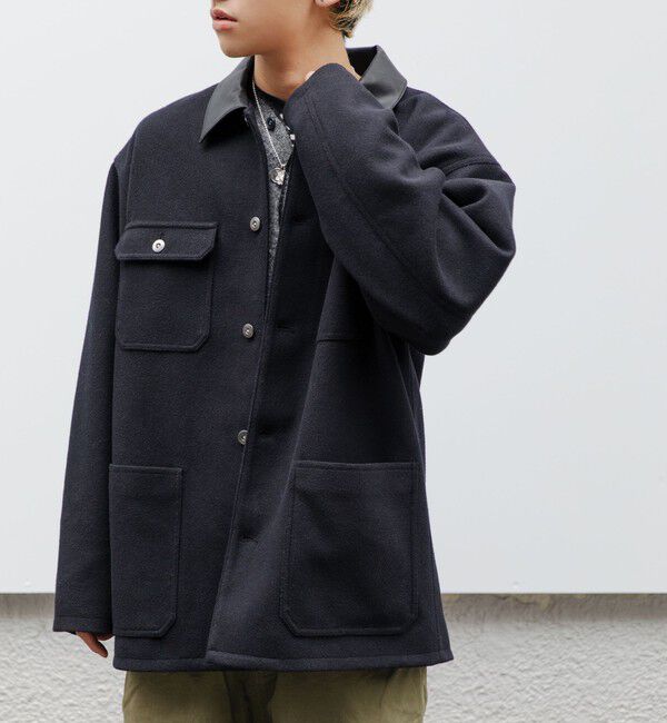 SHIPS「City Ambient Products: オーバーサイズ メルトン ワーク ジャケット」|その他|ネイビー