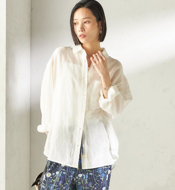 SHIPS for women「《一部追加予約》〈手洗い可能〉IMPERIAL LINEN 混 オーバー サイズ シャツ」|シャツ・ブラウス|