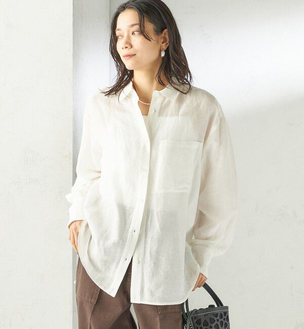 SHIPS for women「《一部追加予約》〈手洗い可能〉IMPERIAL LINEN 混 オーバー サイズ シャツ」|シャツ・ブラウス|