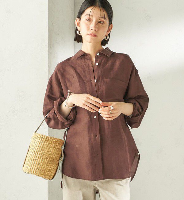 SHIPS for women「《一部追加予約》〈手洗い可能〉IMPERIAL LINEN 混 オーバー サイズ シャツ」|シャツ・ブラウス|