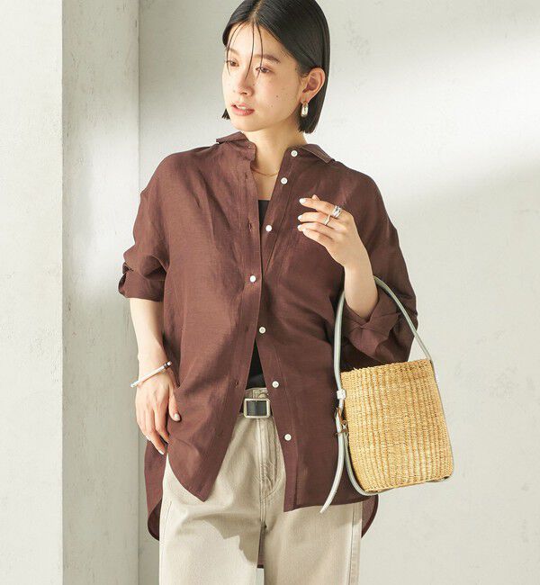 SHIPS for women「《一部追加予約》〈手洗い可能〉IMPERIAL LINEN 混 オーバー サイズ シャツ」|シャツ・ブラウス|