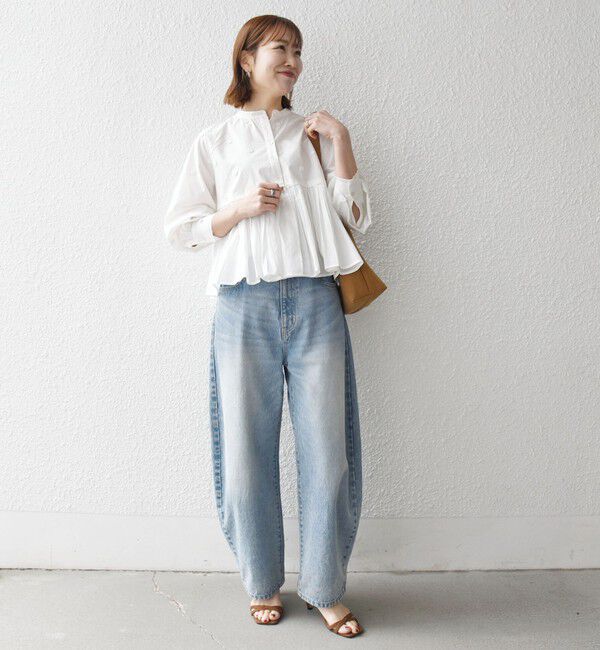 SHIPS any「【WEB限定】SHIPS any:〈洗濯機可能〉フラワー モチーフ ペプラム ギャザー シャツ ブラウス」|シャツ・ブラウス|