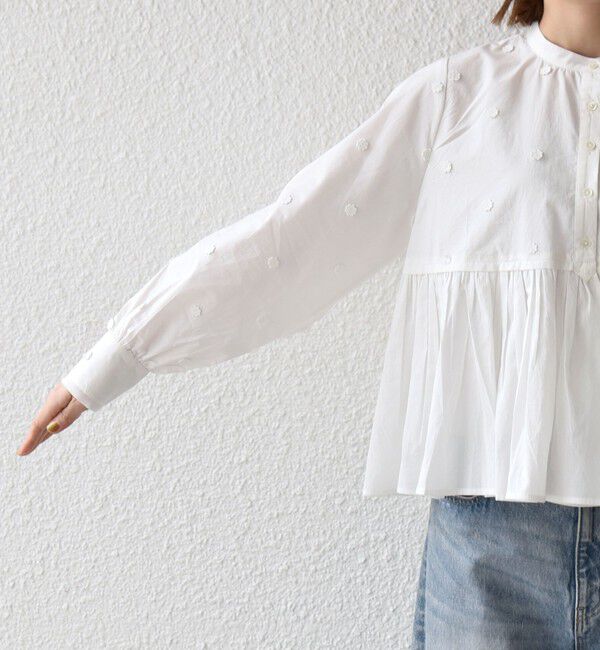 SHIPS any「【WEB限定】SHIPS any:〈洗濯機可能〉フラワー モチーフ ペプラム ギャザー シャツ ブラウス」|シャツ・ブラウス|