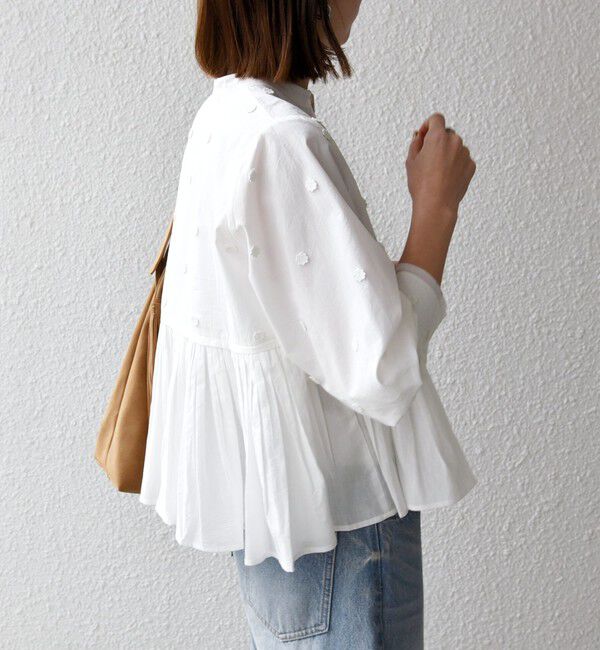 SHIPS any「【WEB限定】SHIPS any:〈洗濯機可能〉フラワー モチーフ ペプラム ギャザー シャツ ブラウス」|シャツ・ブラウス|