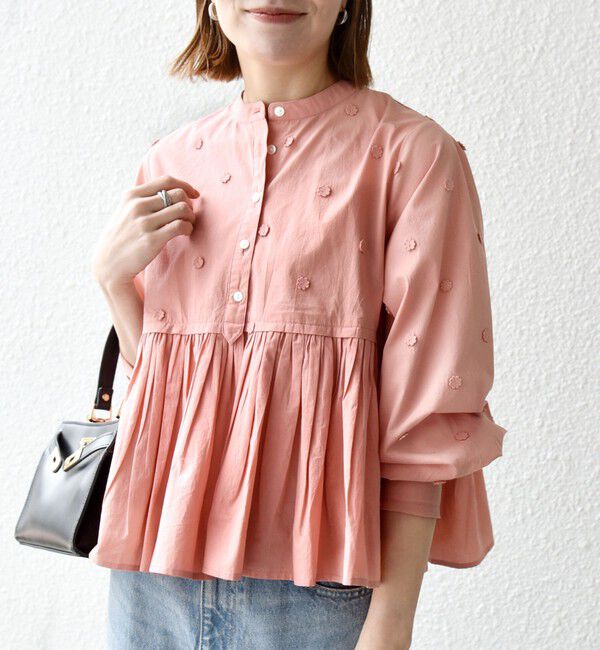 SHIPS any「【WEB限定】SHIPS any:〈洗濯機可能〉フラワー モチーフ ペプラム ギャザー シャツ ブラウス」|シャツ・ブラウス|