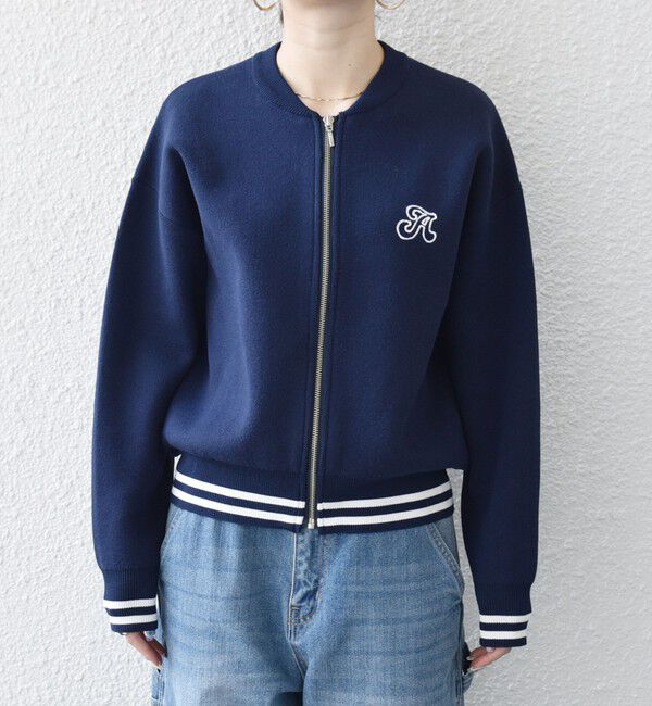 SHIPS any「SHIPS any:〈手洗い可能〉コットン ミックス ライン ジップ ブルゾン ニット カーディガン」|カーディガン|