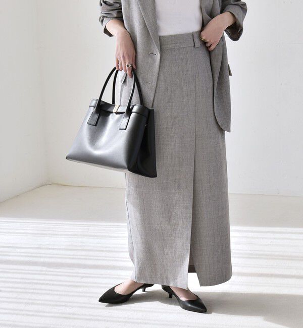 quaranciel「quaranciel:〈手洗い可能〉ウーステッド Iライン スリット スカート（セットアップ対応）」|スカート|