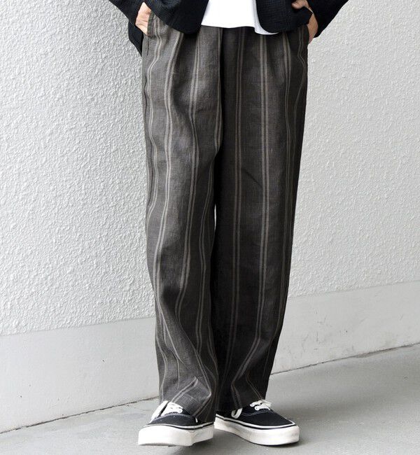 SHIPS any「SHIPS any: 〈洗濯機可能〉NOVELTEX リネン フリーサイズ リラックス イージー パンツ◇」|チノ|ブラック