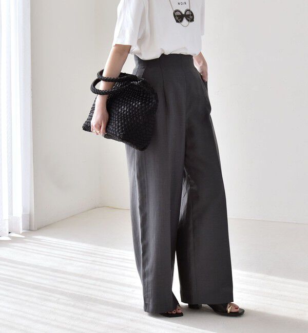 quaranciel「quaranciel:〈洗濯機可能〉リネン ミックス ハイウエスト ワイド パンツ」|その他|