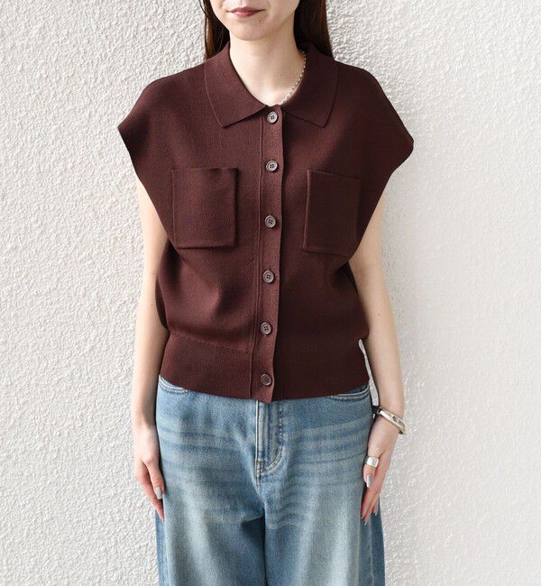 SHIPS Colors 「SHIPS Colors:〈手洗い可能〉ポロ フレンチスリーブ ニット ベスト◇」|ニット・セーター|