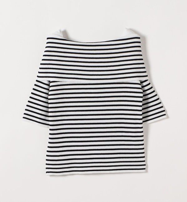 quaranciel「quaranciel:〈洗濯機可能〉オフショルダー ハーフスリーブ リブ ニット」|ニット・セーター|