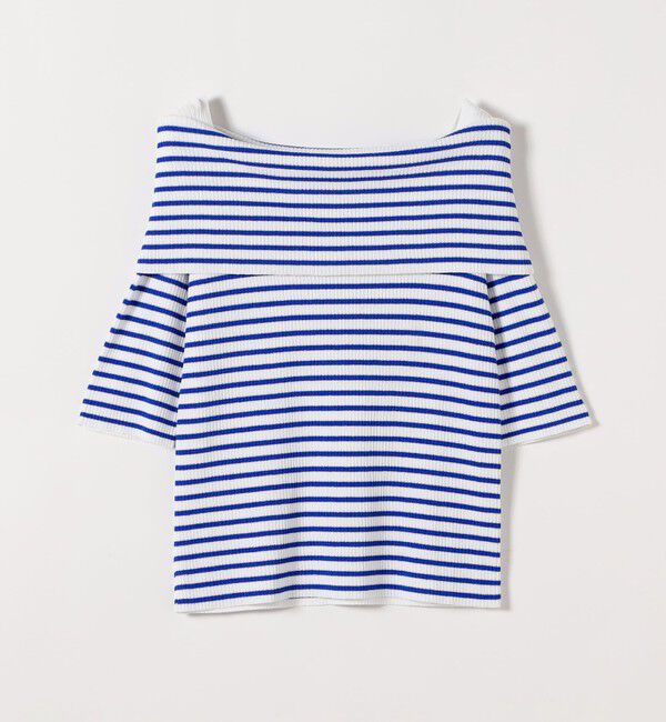 quaranciel「quaranciel:〈洗濯機可能〉オフショルダー ハーフスリーブ リブ ニット」|ニット・セーター|