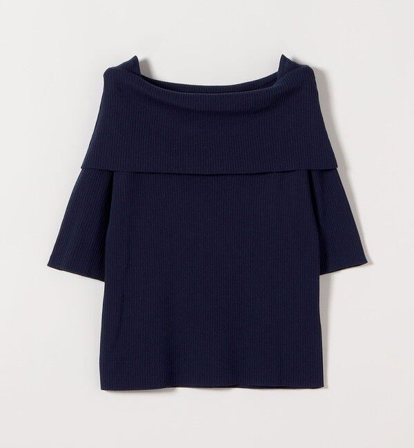 quaranciel「quaranciel:〈洗濯機可能〉オフショルダー ハーフスリーブ リブ ニット」|ニット・セーター|