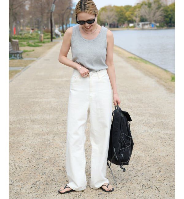 OUTDOOR PRODUCTS Usual Things「≪予約≫追加 ULTサマーデニムハイライズルーズ5PKT WHITE」|デニム|