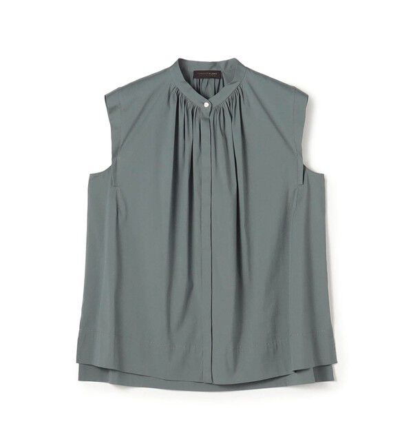 TOMORROWLAND collection「【一部WEB先行予約】ハイパワーストレッチブロード ギャザーノースリーブブラウス」|シャツ・ブラウス|53 グリーン