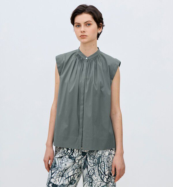 TOMORROWLAND collection「【一部WEB先行予約】ハイパワーストレッチブロード ギャザーノースリーブブラウス」|シャツ・ブラウス|