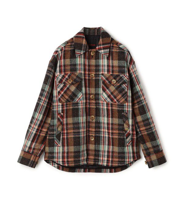 CABaN「ネップウール チェックCPOブルゾン」|ブルゾン・スタジャン|48 ダークブラウン系