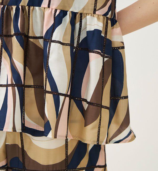 TOMORROWLAND collection「アイレットウェーブプリント チュチュブラウス」|シャツ・ブラウス|