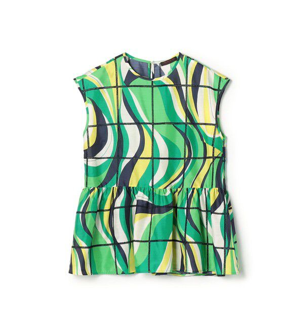 TOMORROWLAND collection「アイレットウェーブプリント チュチュブラウス」|シャツ・ブラウス|56 グリーン系